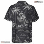 Relaxed Fit Teal Gold White Leaf Hawaiian Shirt - Unisex Aloha Tee