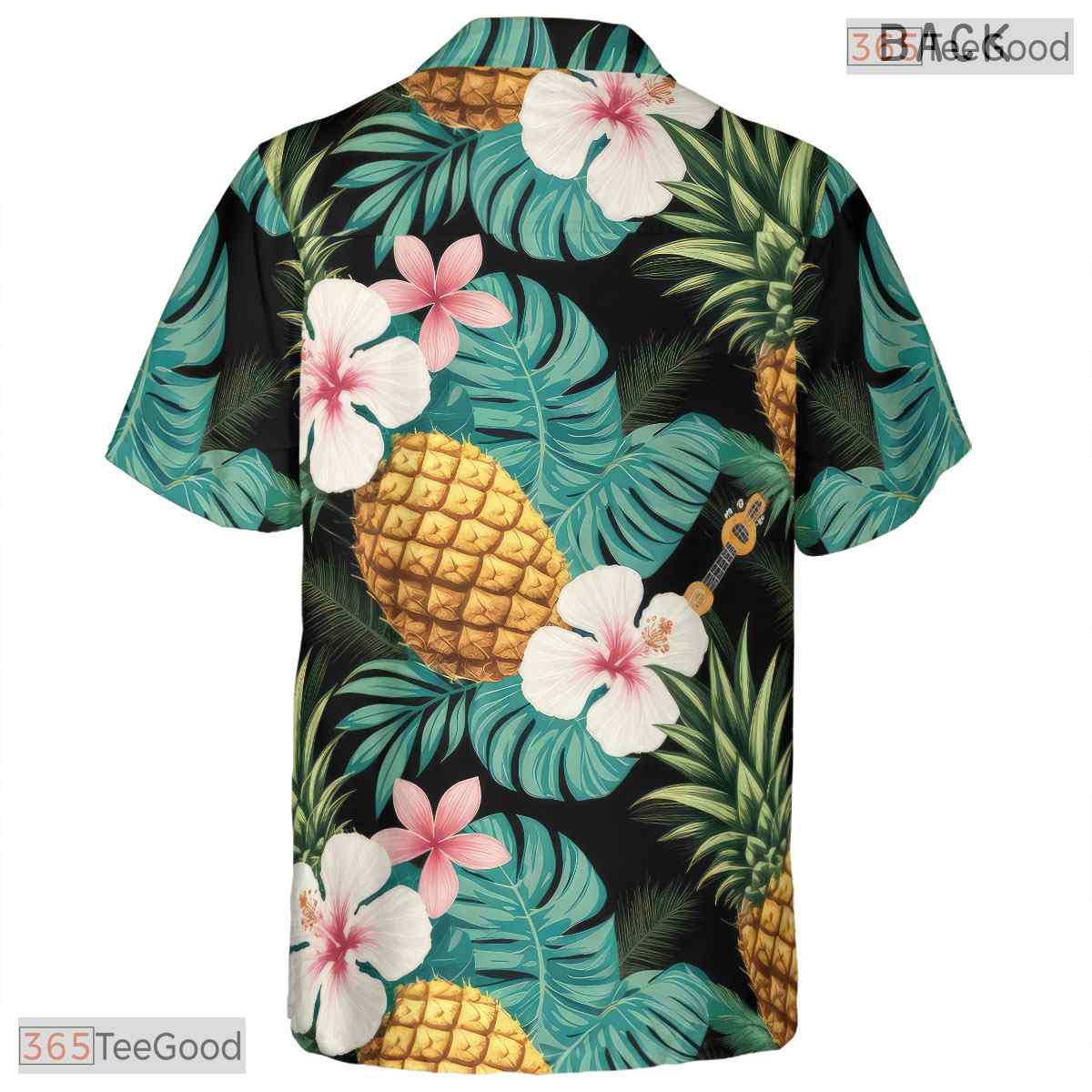 Teal Gold White Leaf Hawaiian Shirt - Adult Tropical Beach Outfit