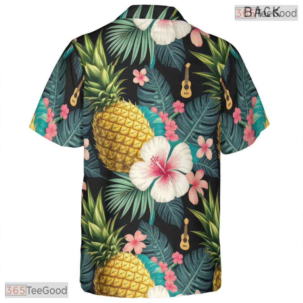 Teal Gold Tropical Leaf Hawaiian Shirt - Men's Aloha Beach Party Tee