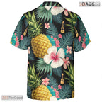 Teal Gold Tropical Leaf Hawaiian Shirt - Men's Aloha Beach Party Tee