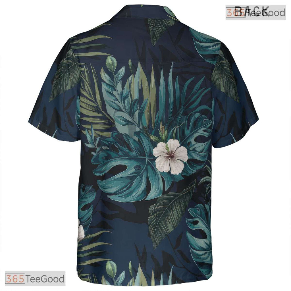 Teal Gold Palm Fan Leaf Hawaiian Shirt - Adult Aloha Print Outfit