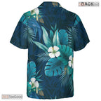 Black Blue Hibiscus Hawaiian Shirt - Men's Tropical Beach Party Tee