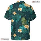 Black Blue Tropical Hibiscus Hawaiian Shirt - Adult Vacation Tee