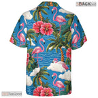 Black Blue Hibiscus Print Hawaiian Shirt - Unisex Vacation Tee