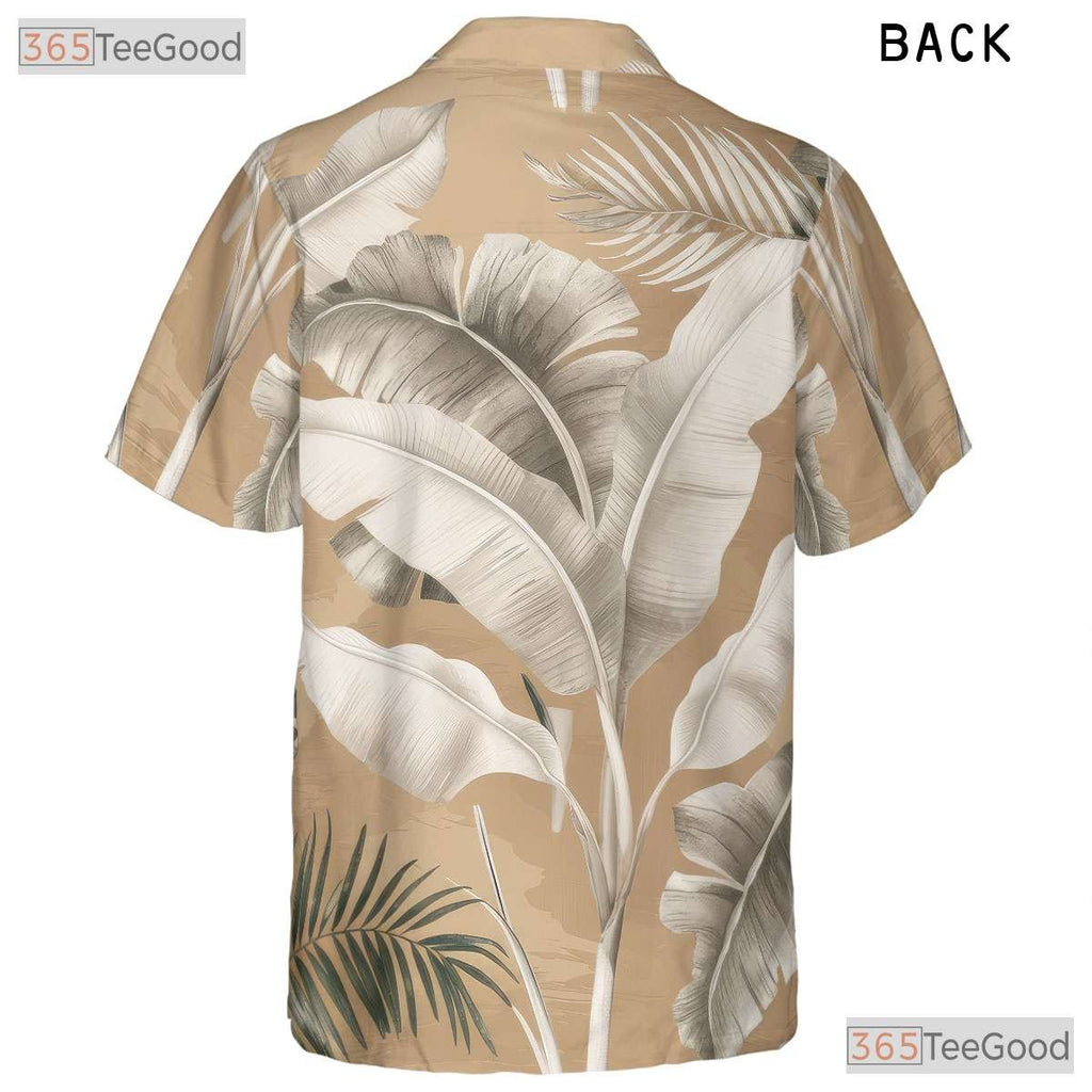 Neutral Tropical Leaves Hawaiian Shirt - Stylish Vacation Wear