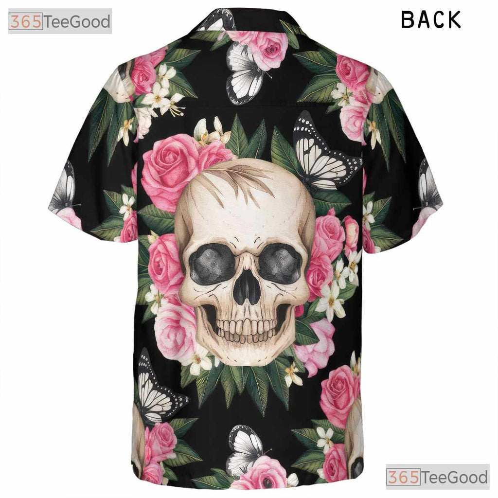 Tropical Skull Butterfly Hawaiian Shirt - Punk Summer Men's Tee