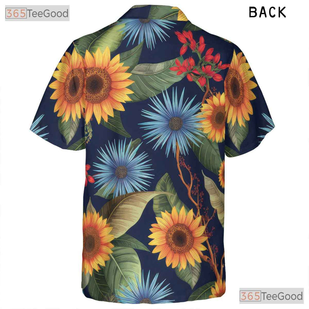 Sunflower Wildflower Hawaiian Shirt - Colorful Aloha Vacation Tee