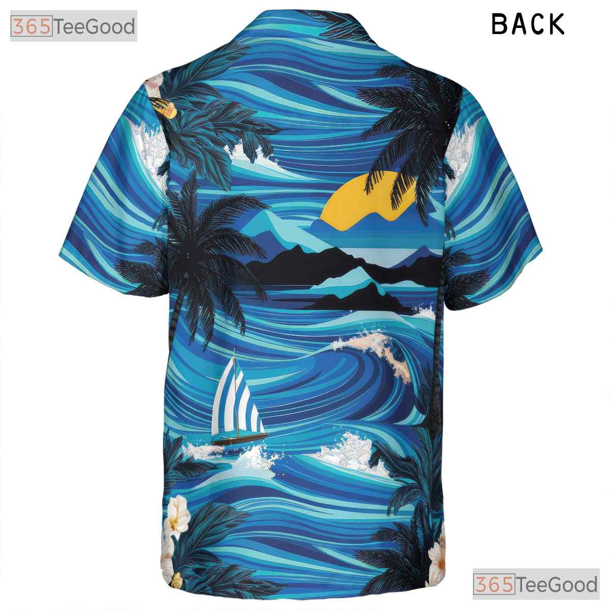 Ocean Sunset Palm Tree Hawaiian Shirt - Aloha Beachwear Gift