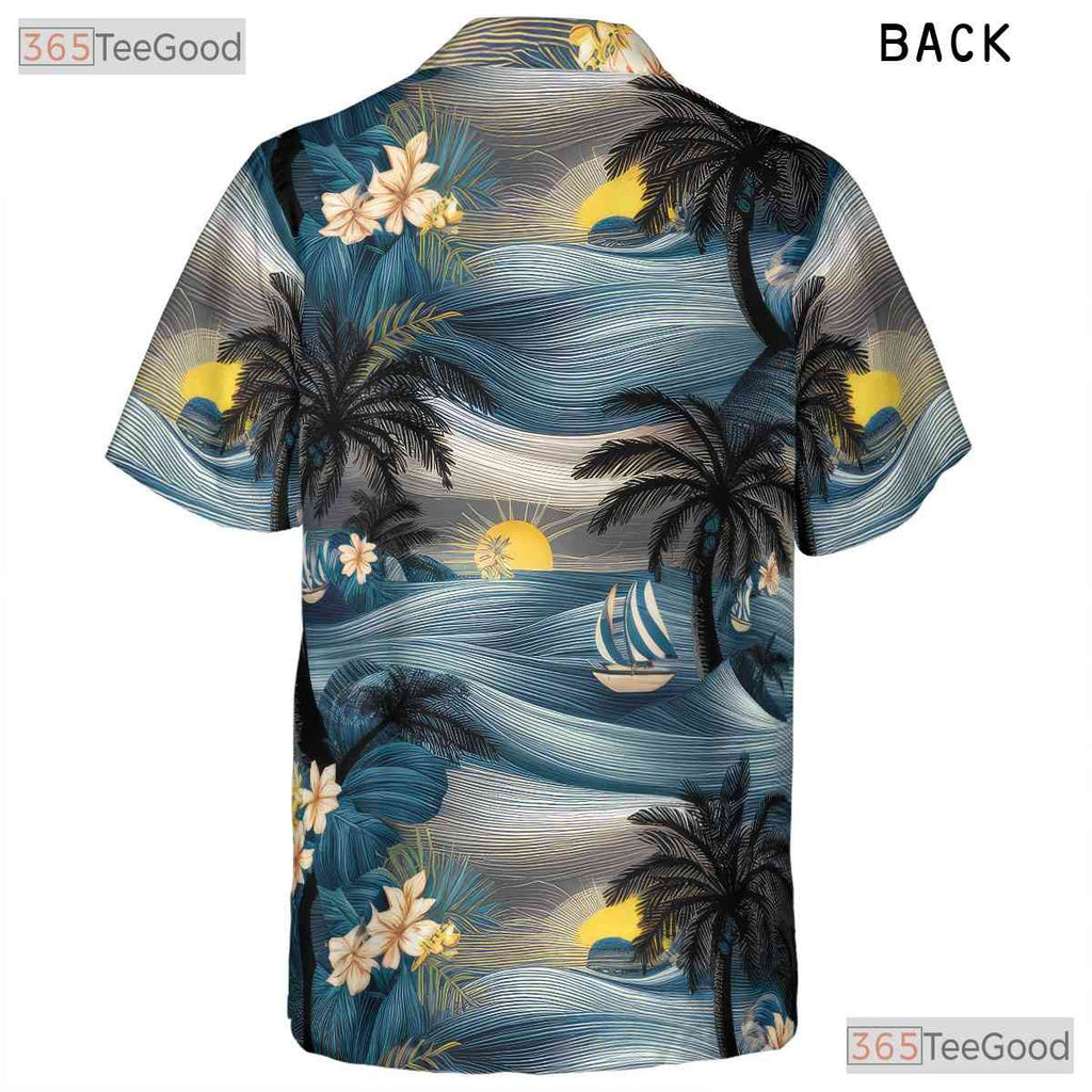 Tropical Palm Tree Sunset Hawaiian Shirt - Unisex Vacation Tee