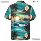 Ocean Palm Sunset Hawaiian Shirt - Men's Beach Aloha Outfit