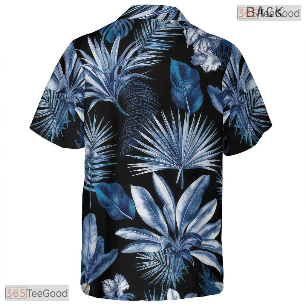 Midnight Bloom Hawaiian Tee - Tropical Hibiscus Aloha Shirt for Adults