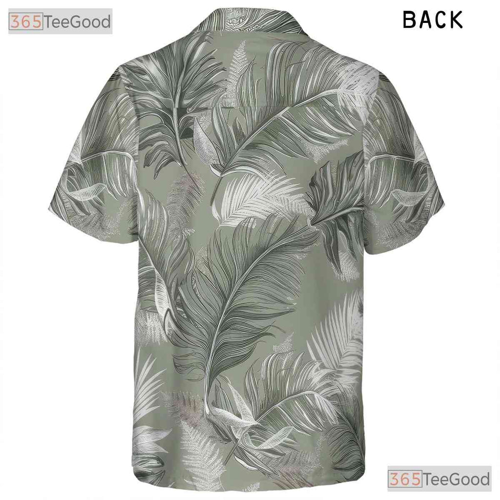 Minimalist Tropical Leaf Hawaiian Shirt - Stylish Unisex Tee