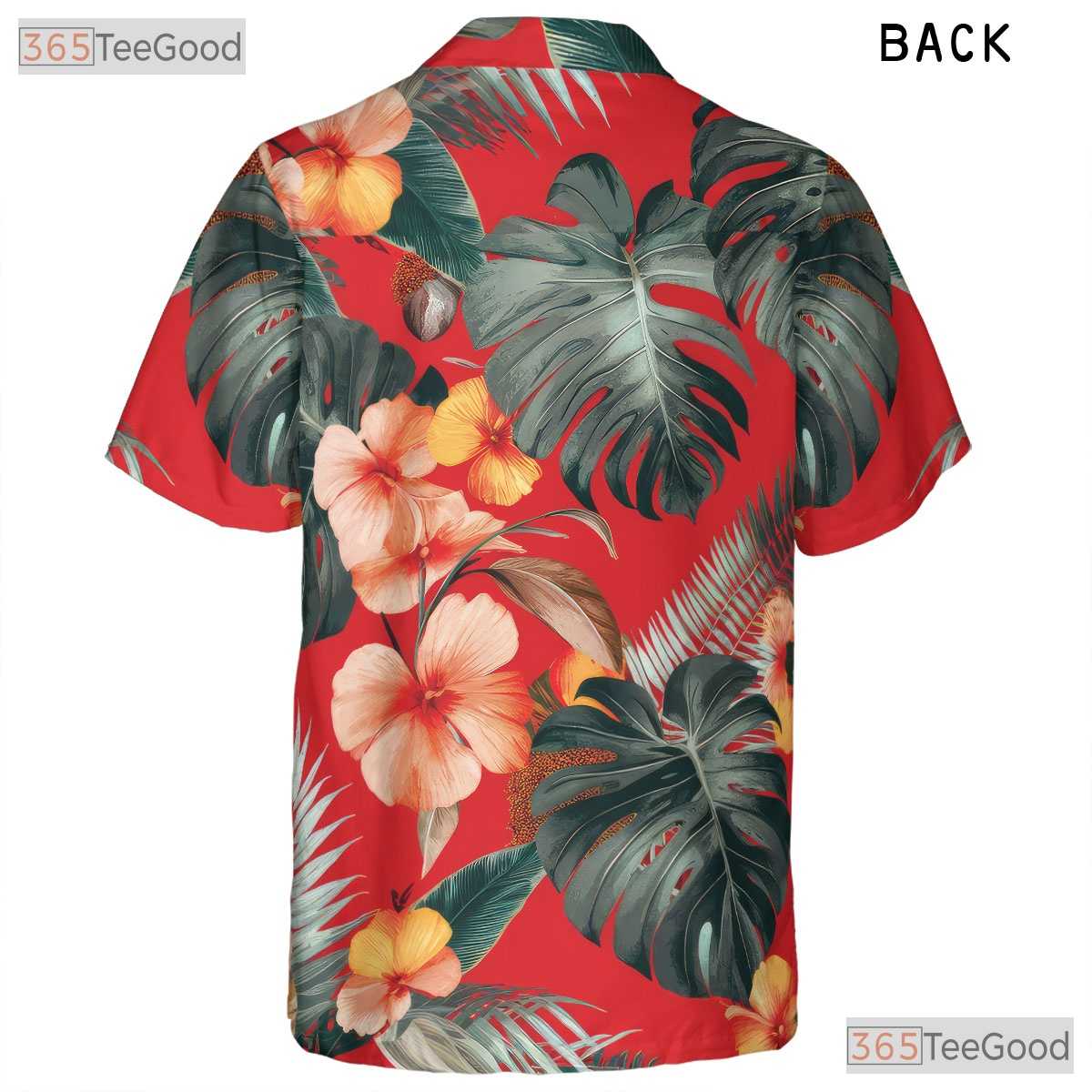 Red Tropical Leaf Hawaiian Shirt - Women's Summer Aloha Outfit