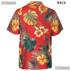 Tropical Red Floral Hawaiian Shirt - Vibrant Adult Beach Tee