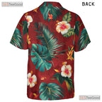 Red Flower Palm Hawaiian Shirt - Unisex Casual Vacation Tee