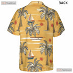 Sailboat and Palm Tree Hawaiian Shirt - Adult Aloha Beach Tee