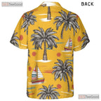 Tropical Sailboat Hawaiian Shirt - Men's Summer Vacation Tee