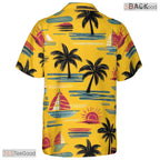 Midnight Palm Seamless Hawaiian Tee - Tropical Aloha Leaf Print Adults