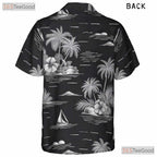 Black & White Tropical Hawaiian Shirt - Vintage Adult Aloha Tee