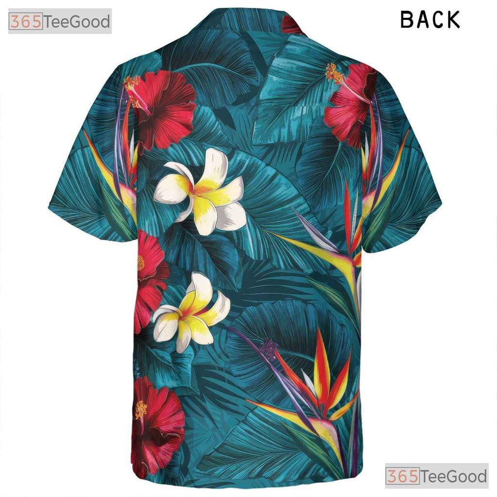 Colorful Tropical Floral Hawaiian Shirt - Summer Vacation Tee