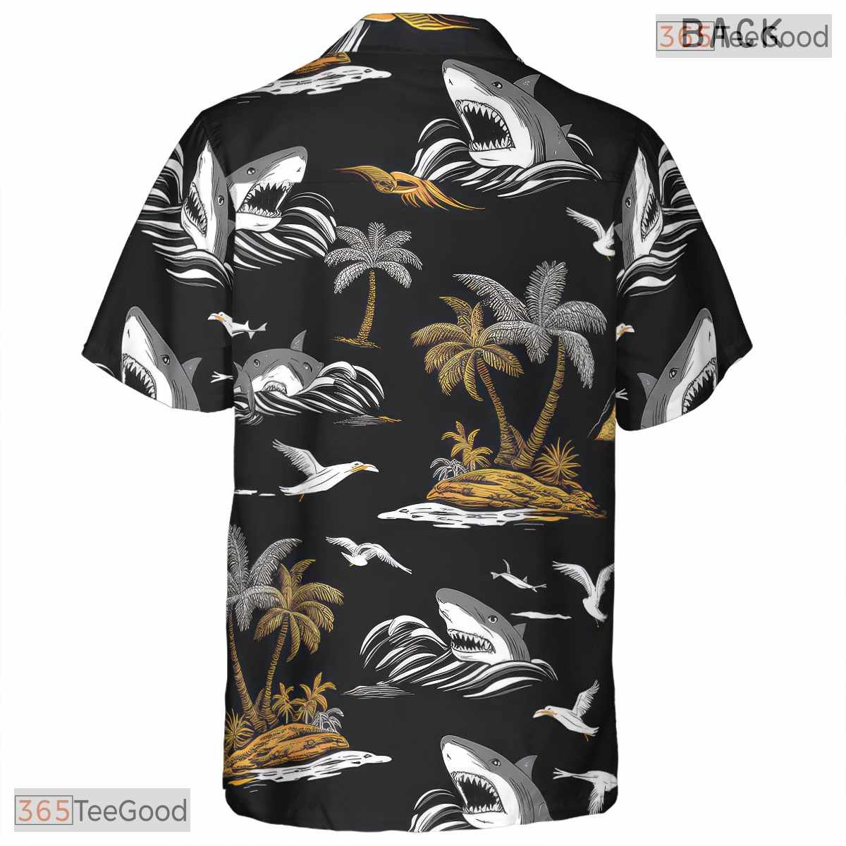 Dark Botanical Jungle Hawaiian Tee - Tropical Palm Leaves Island Wear Women