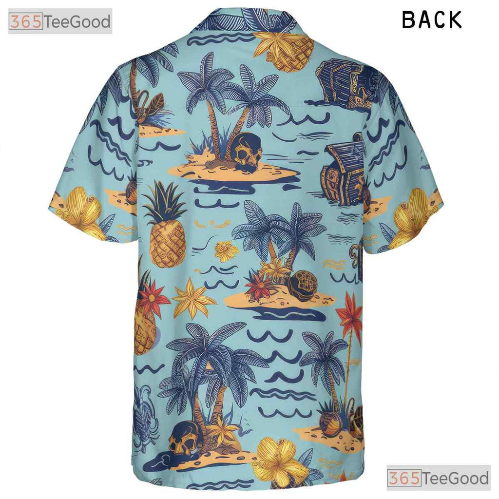 Tropical Paradise Hawaiian Shirt - Sky Blue Unisex Vacation Tee