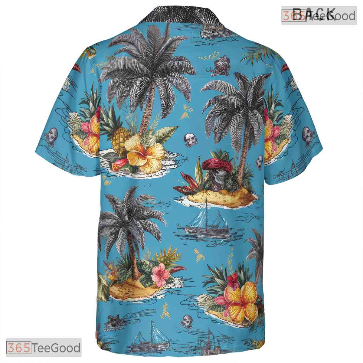 Soft Pastel Palm Leaves Hawaiian Tee - Tropical Minimalist Style Adults