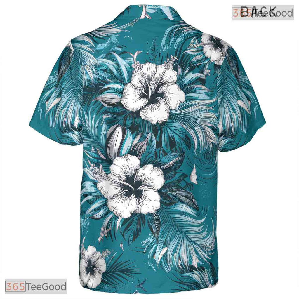 Minimalist Tropical Hawaiian Shirt - Soft Pastel Botanical Beach Men