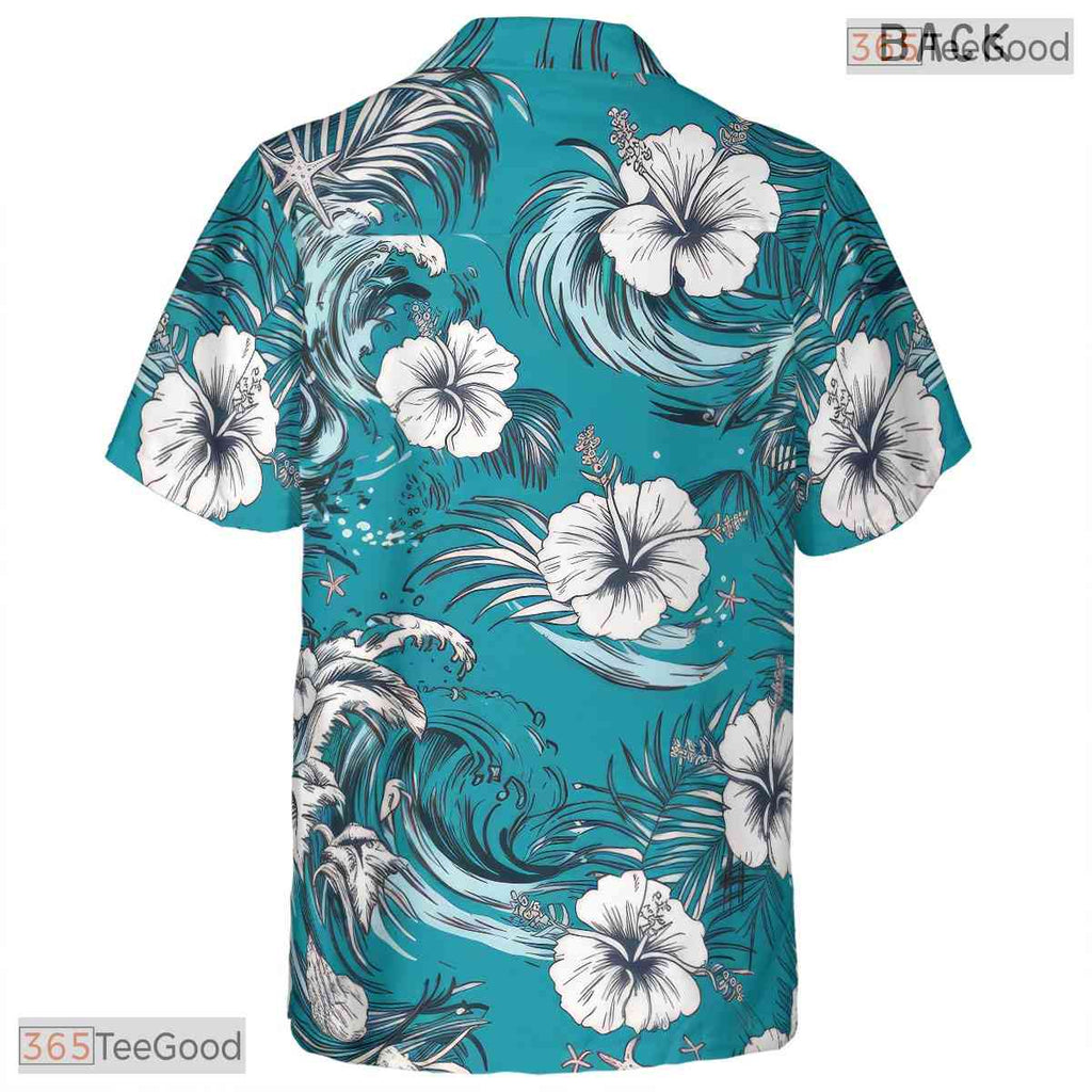 Light Pastel Palm Hawaiian Tee - Tropical Botanical Aloha Outfit Women