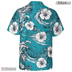 Light Pastel Palm Hawaiian Tee - Tropical Botanical Aloha Outfit Women