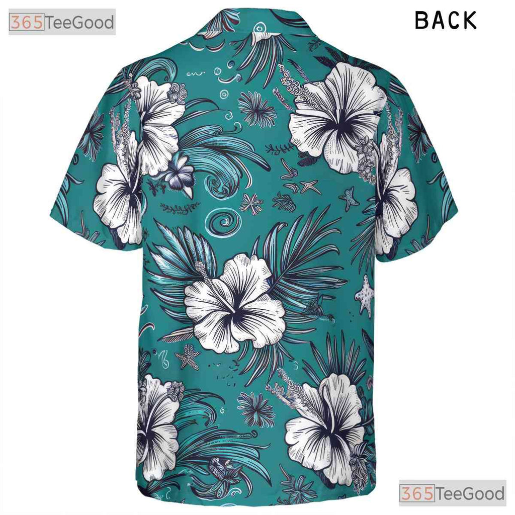 Hibiscus Palm Leaf Hawaiian Shirt - Men's Stylish Summer Beachwear