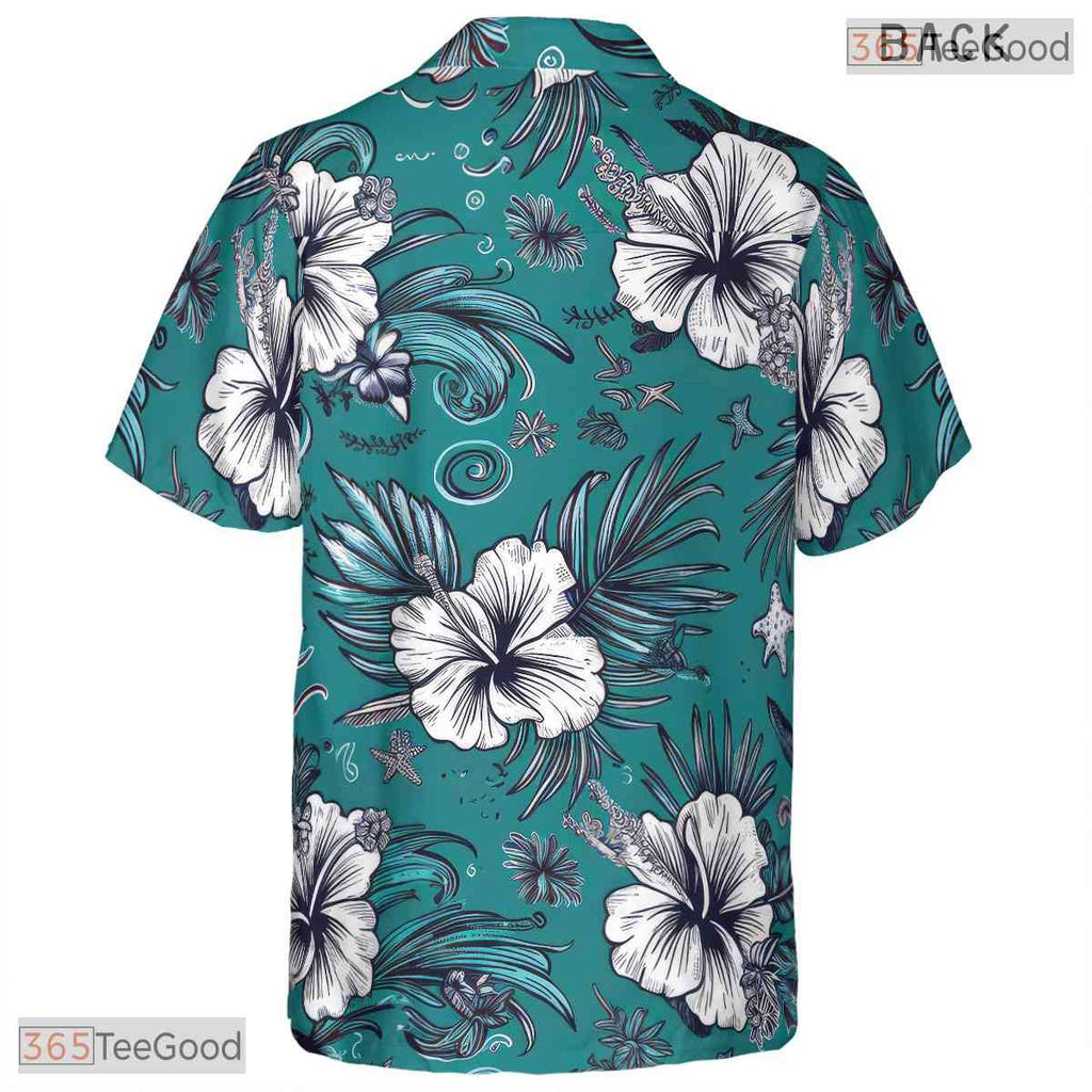 Tropical Botanical Hawaiian Shirt - Soft Pastel Palm Minimalist Unisex
