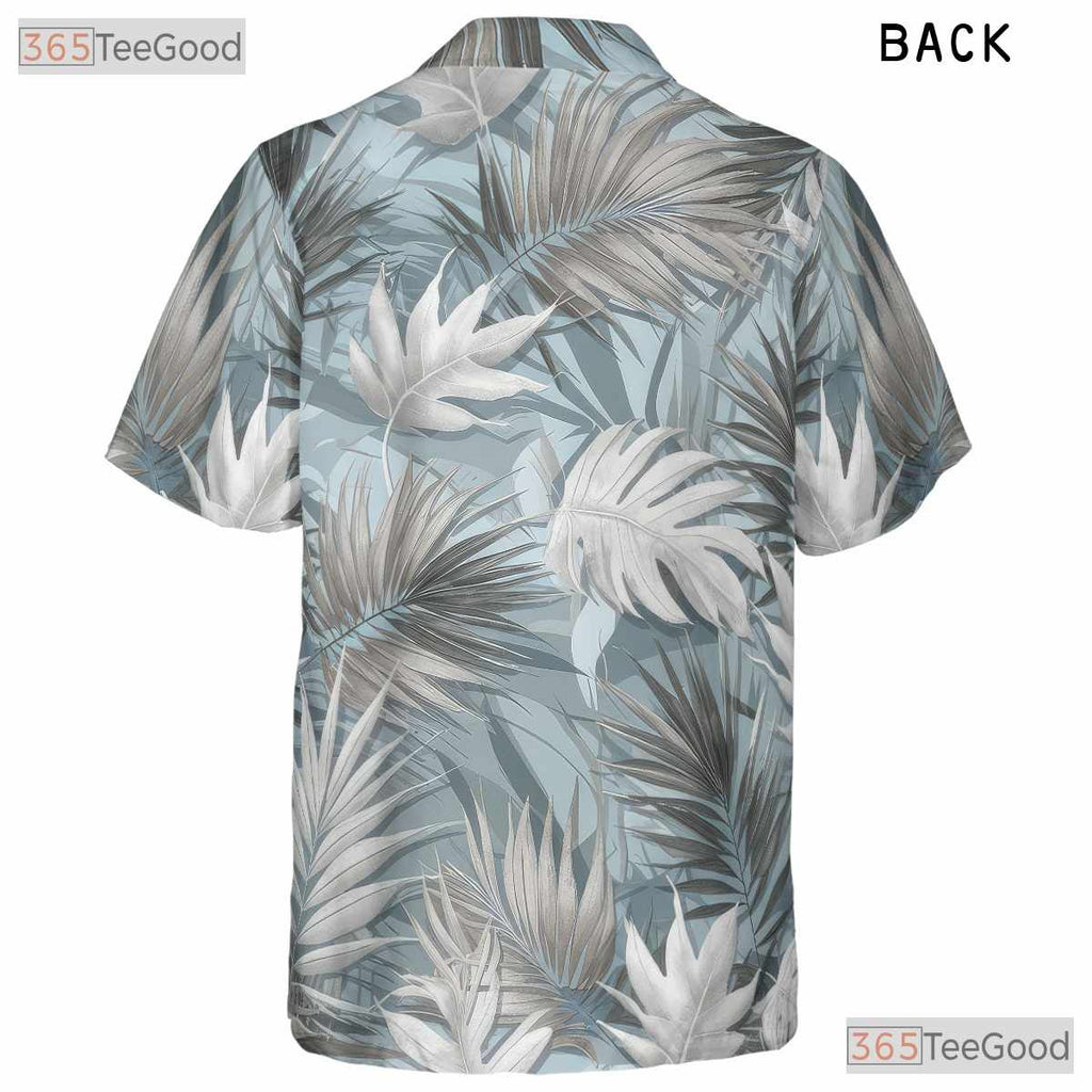Tropical Palm Leaf Hawaiian Shirt - Stylish Blue Men's Beach Tee
