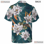 Teal Floral Hawaiian Shirt - Unisex Tropical Beachwear Outfit