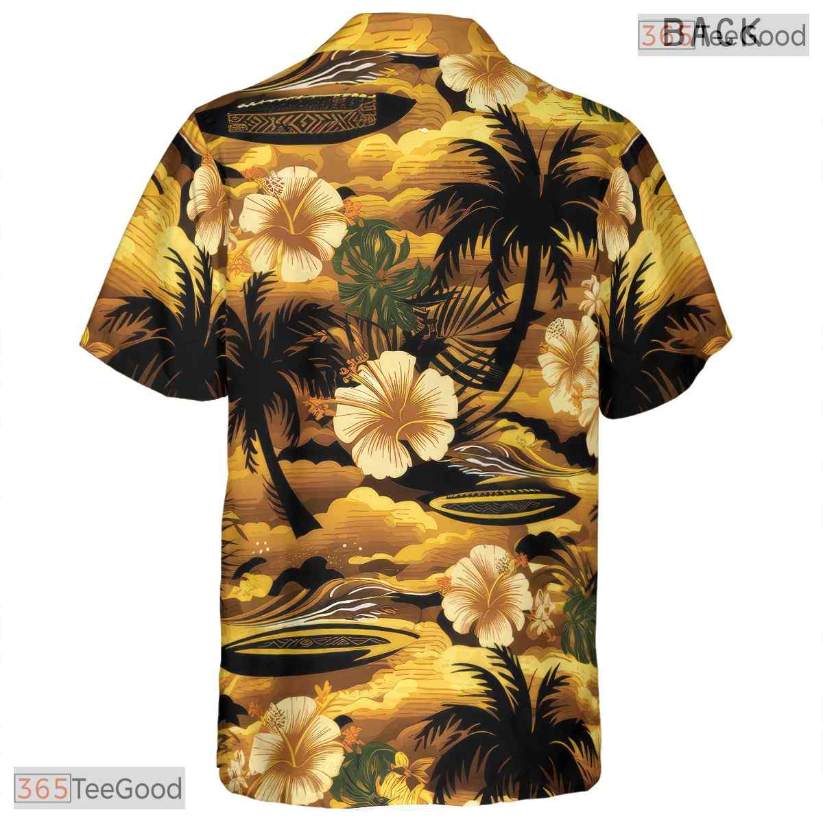 Tropical Red Sunset Hawaiian Tee - Palm Island Getaway Vacation Wear