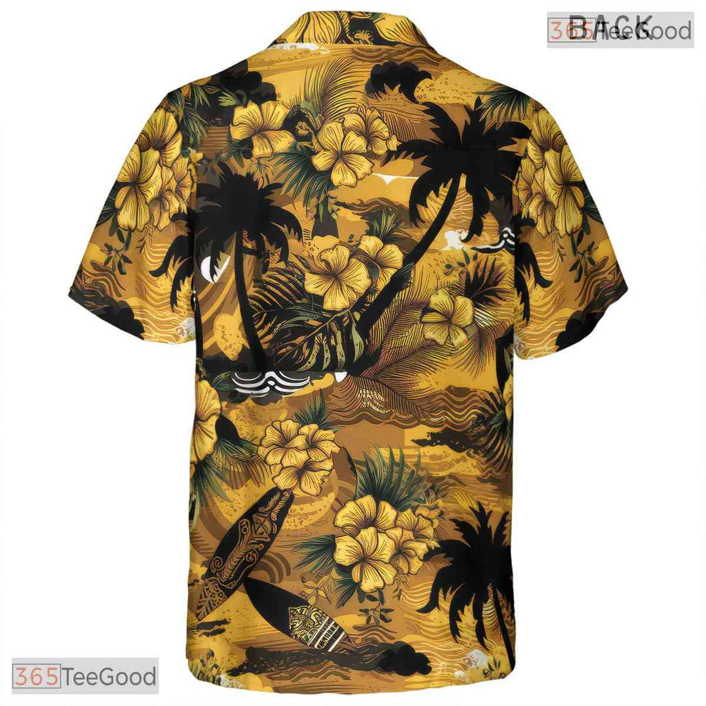 Red Palm Island Hawaiian Shirt - Tropical Sunset Beach Resort Outfit