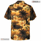 Sunset Red Palm Hawaiian Tee - Tropical Island Vacation Resort Adults