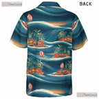 Blue Sunset Ocean Hawaiian Shirt - Tropical Beach Palm Tree Unisex