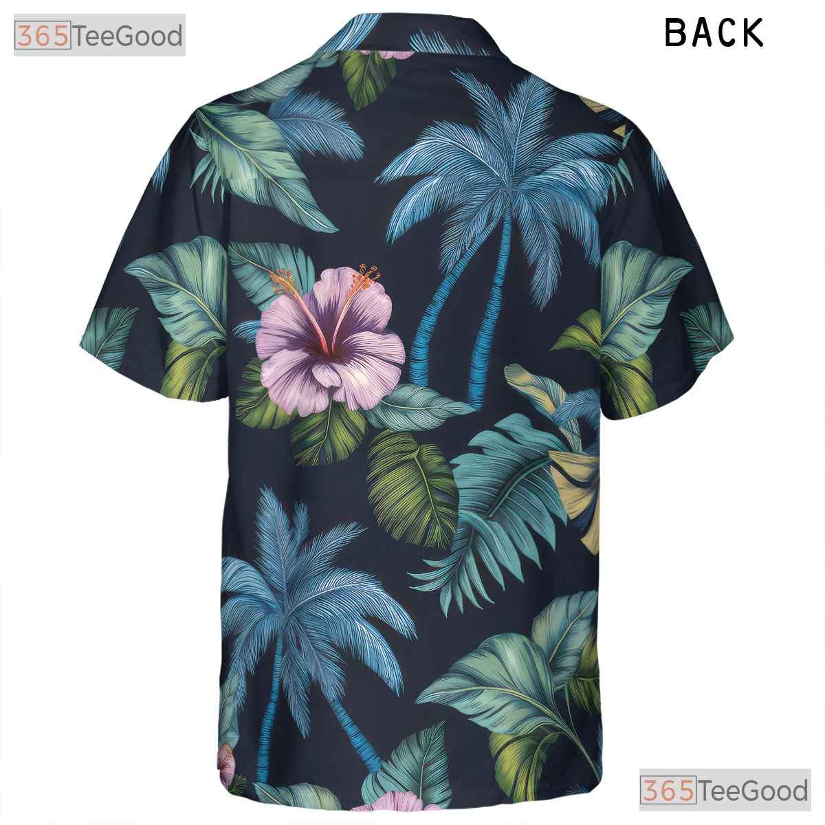 Navy Hawaiian Shirt - Palm Hibiscus Tropical Beachwear for Men & Women