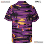 Purple Sunset Tropical Hawaiian Tee - Beach Sailboat Island Unisex