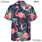 Flamingo Paradise Hawaiian Tee - Vibrant Tropical Bird Island Vacation Women
