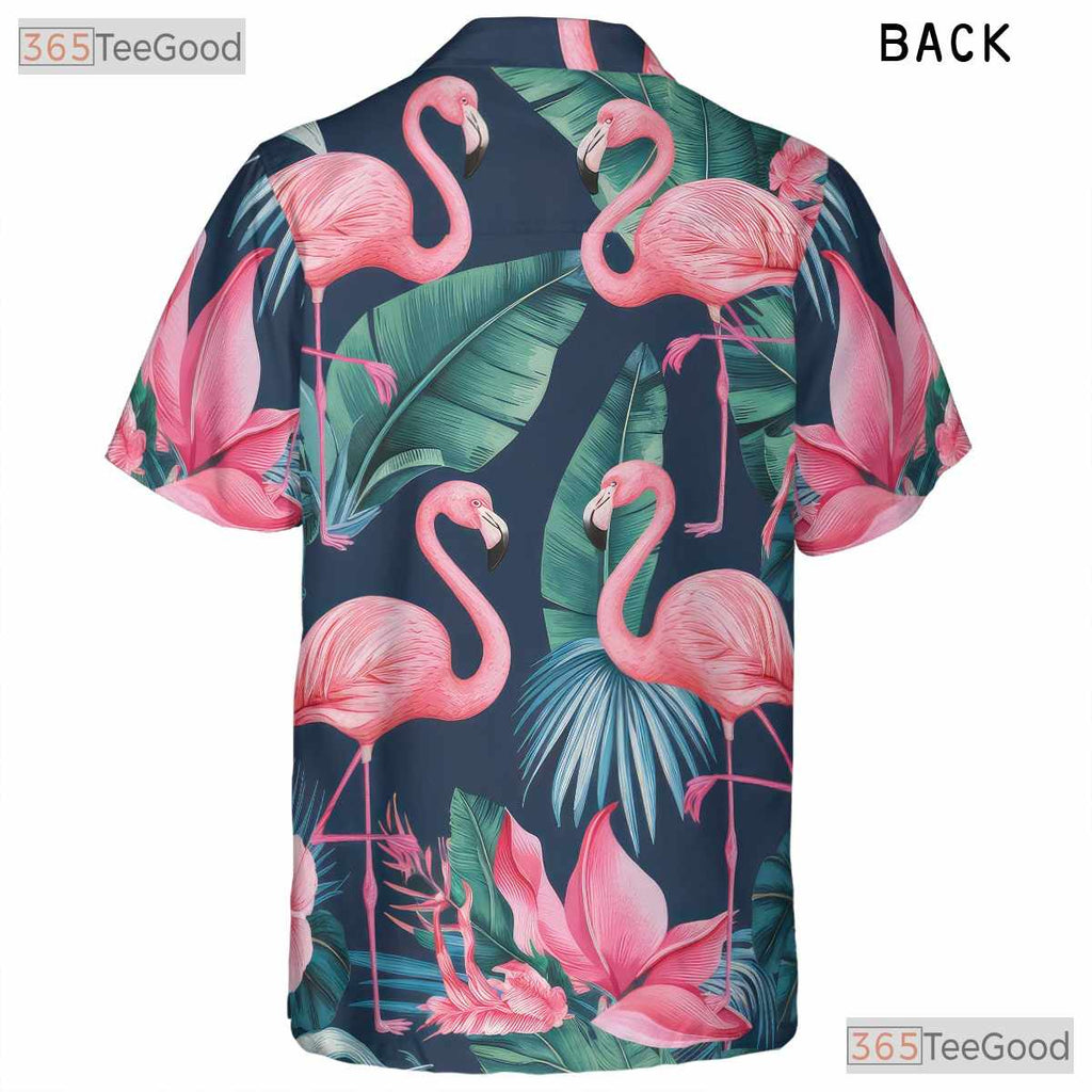 Flamingo Paradise Hawaiian Tee - Exotic Palm & Ocean Vibes for Adults