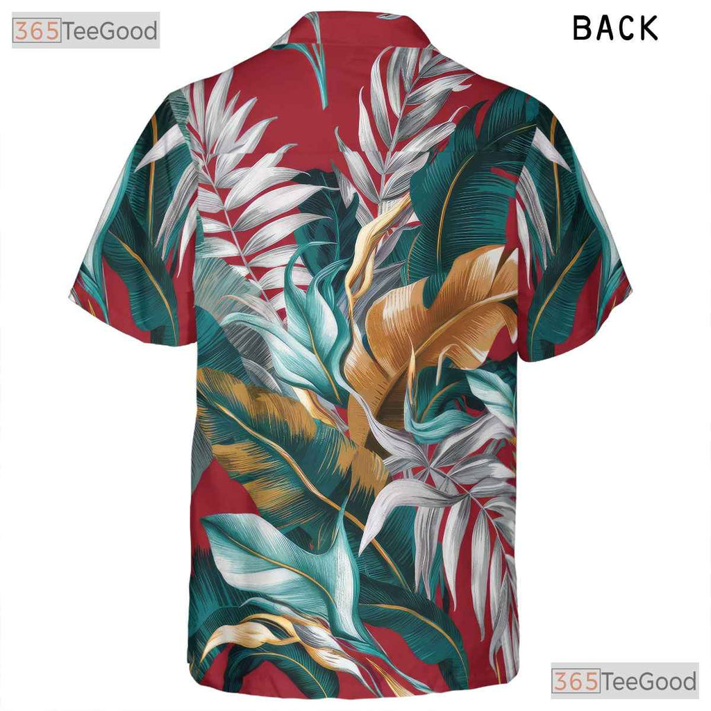 Tropical Jungle Blaze Hawaiian Shirt - Vibrant Island Palm Tree Design Men