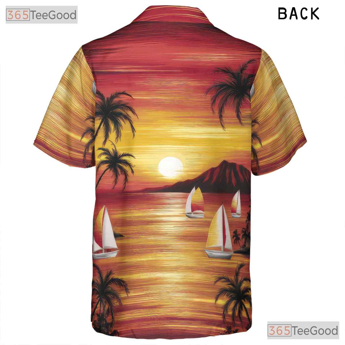 Sunset Palm Trees Hawaiian Tee - Tropical Vintage Ocean Style Gift Adults