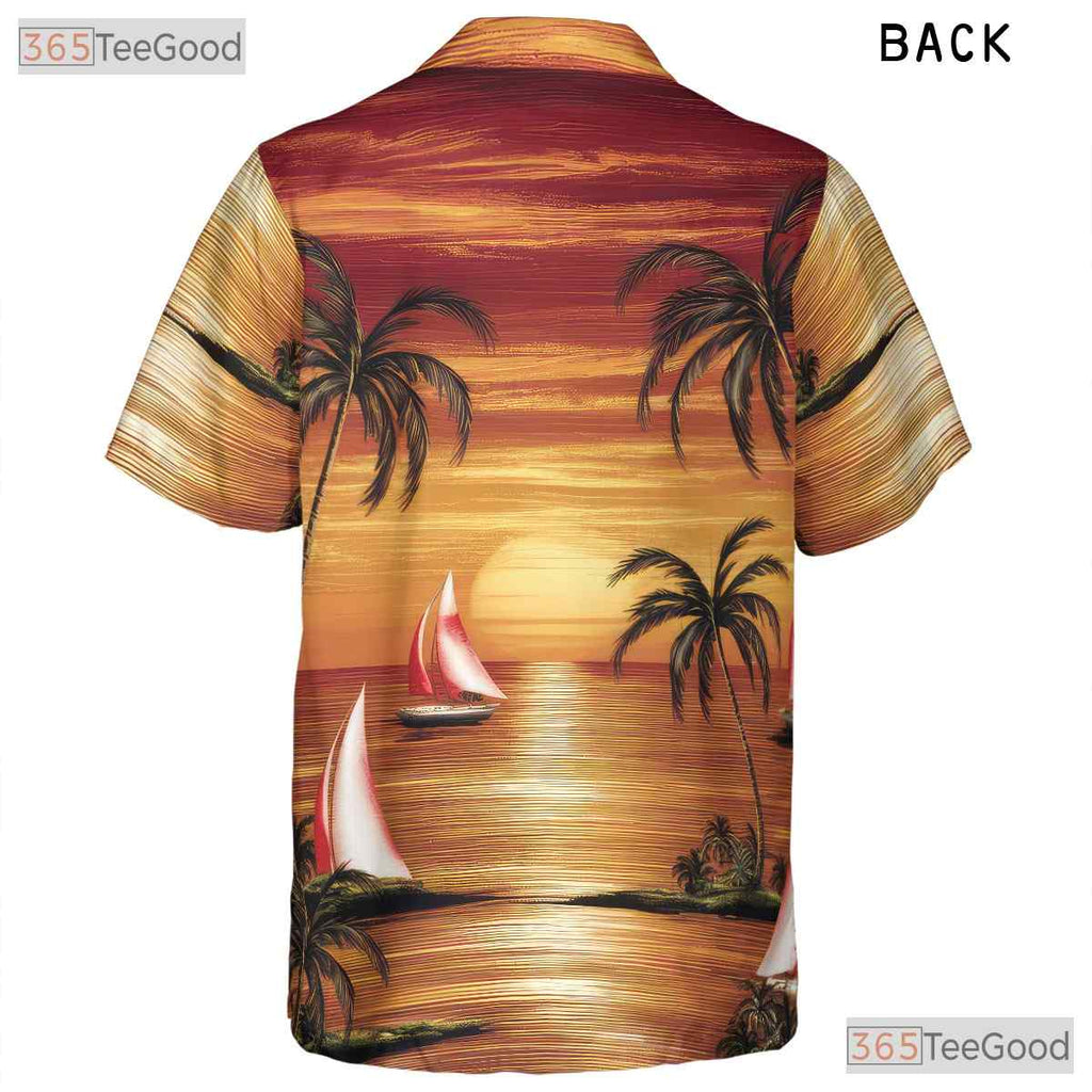 Retro Bahamas Hawaiian Shirt - Sunset Waves & Aloha Vacation Print Men