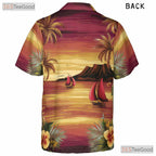Tropical Palm Sunset Hawaiian Tee - Ocean Waves Summer Gift Unisex Adult