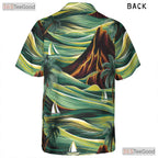 Tropical Sunset Hawaiian Tee - Palm Trees & Waves Summer Vibes Adults