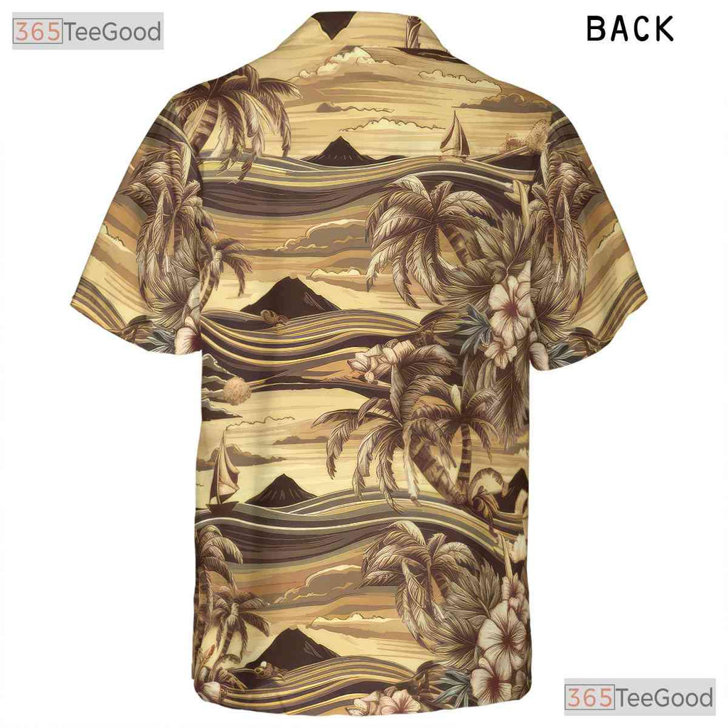 Vintage Palm Tree Sunset Hawaiian Shirt - Aloha Beach Gift for Adults