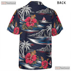 Floral Navy Tropical Hawaiian Shirt - Beach Ocean Summer Vacation Men
