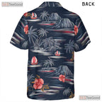 Vintage Gray Hawaiian Tee - Palm Tree Hibiscus Tropical Style Unisex